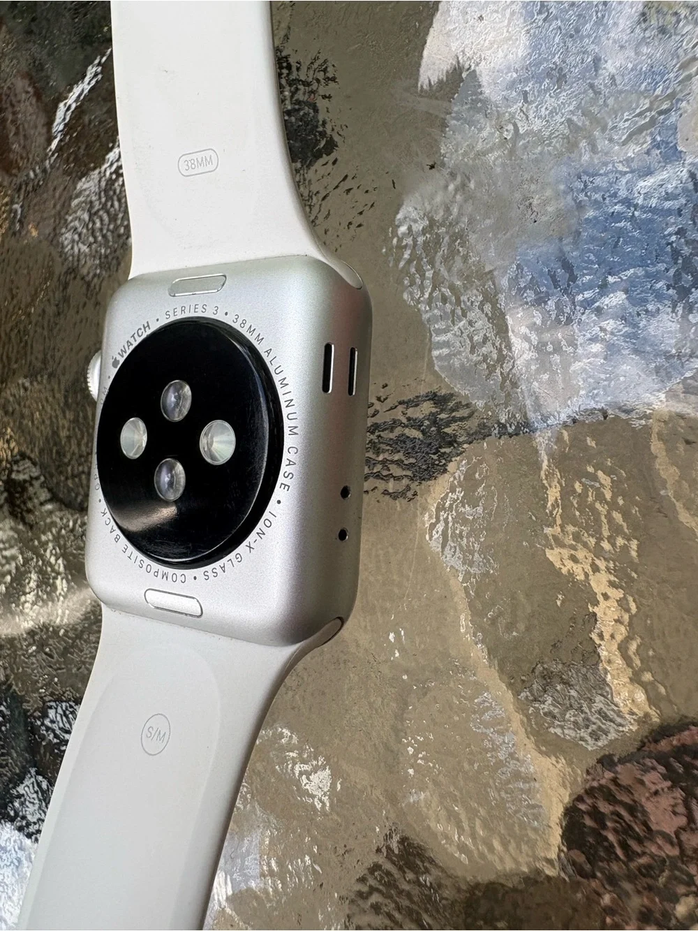 Apple Watch with White Sport Band and Black Display Series 3